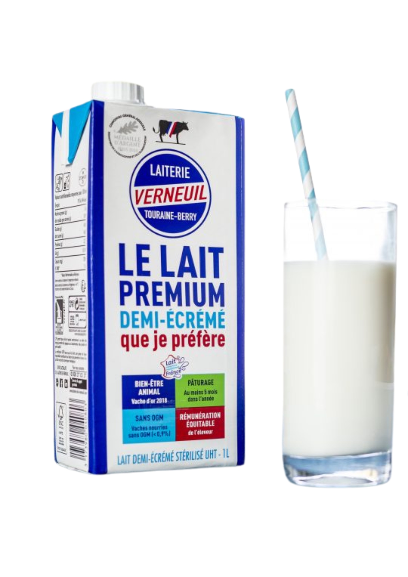 Lait 1/2 ecrémé uht - Coopérative verneuil (6x1000g)